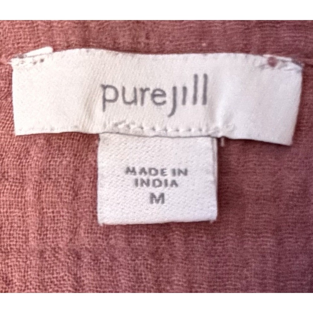 Pure Jill Crinkle Gauze Tunic Top Medium Purple To Gray Ombré Lagenlook Hippie - Picture 5 of 7